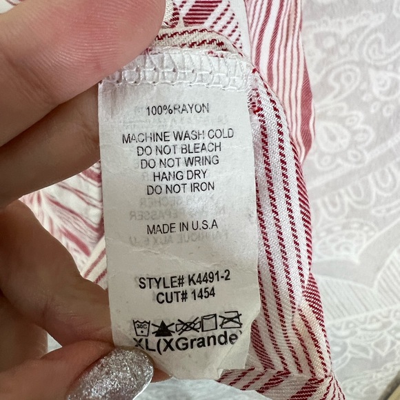 ALLISON JOY RED WHITE STRIPE OFF THE SHOULDER TOP XL 732 SHIRT BLOUSE PEASANT - Picture 9 of 11